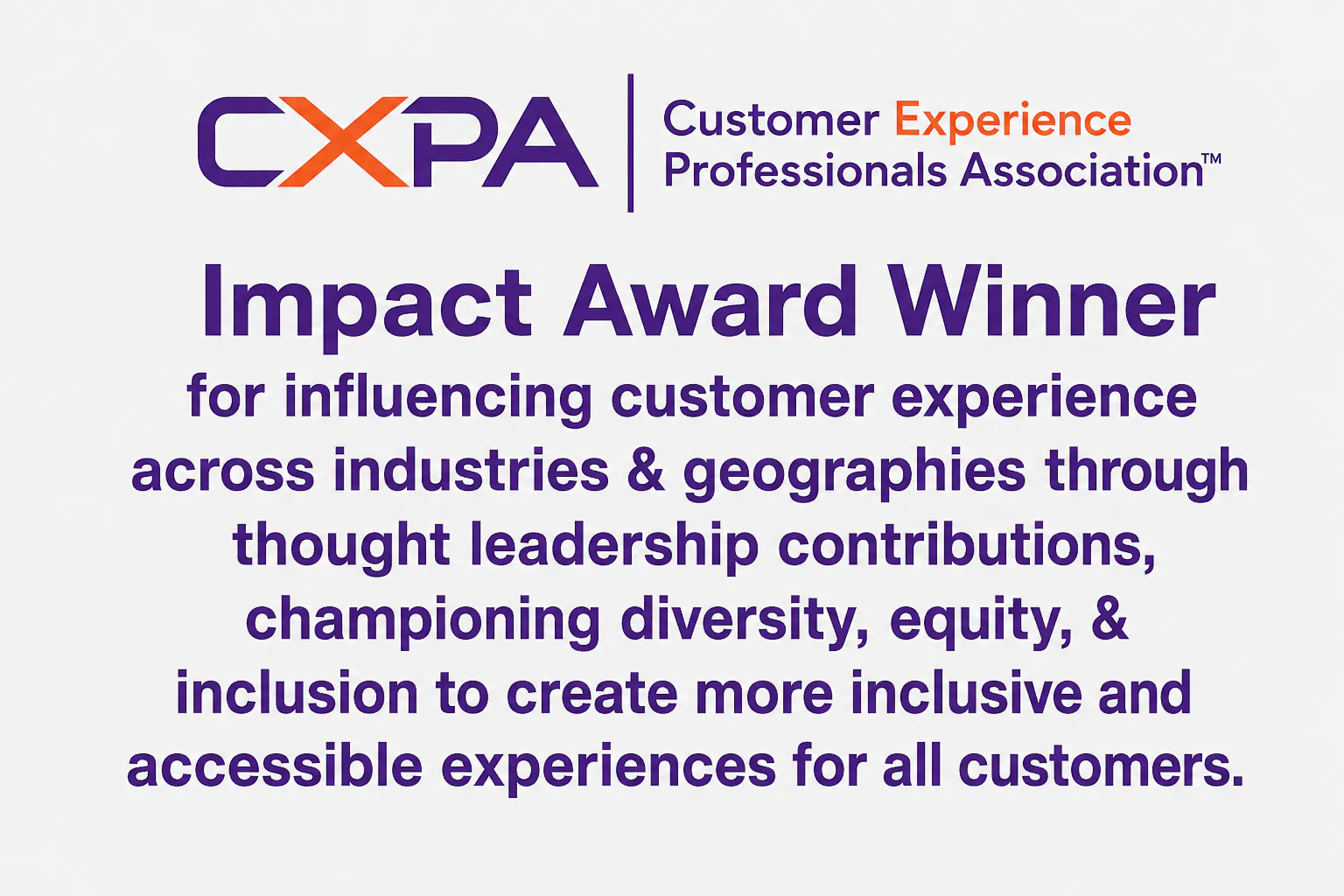 CXPA Impact Award Winner